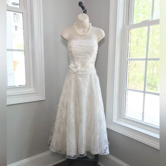 galina signature ivory wedding dress Illusion Lace Bodice Crepe Tank Wedding Dress